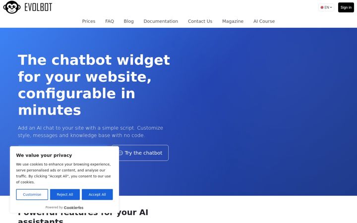 Screenshot of evolbot.com