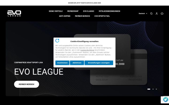 Ekrānuzņēmums no evoleague.de
