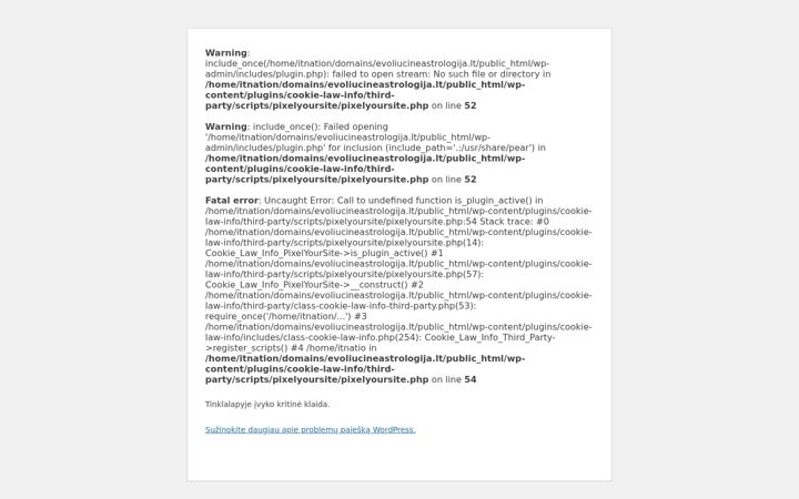 Snímek obrazovky evoliucineastrologija.lt