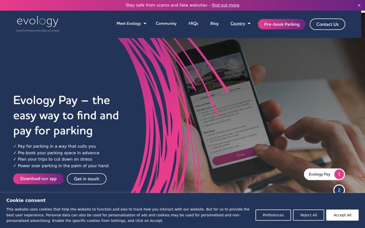 Screenshot of evologyparking.com