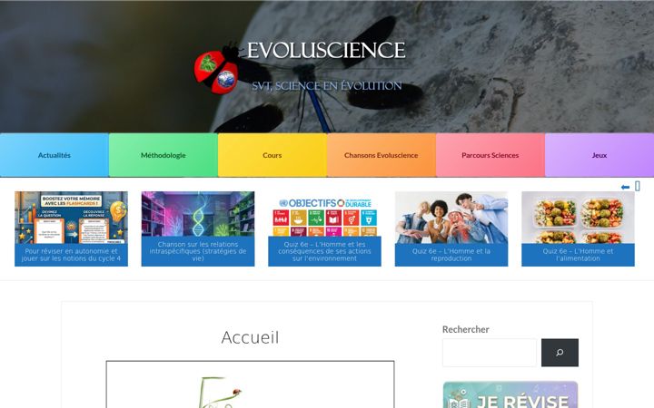 Screenshot of evoluscience.fr
