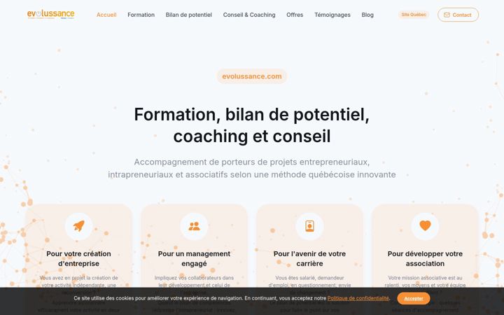 Screenshot of evolussance.com