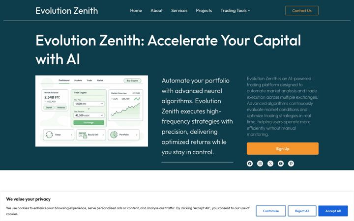 Screenshot di evolution-zenith.co