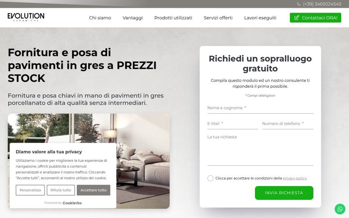 Screenshot stránky evolutionceramiche.it