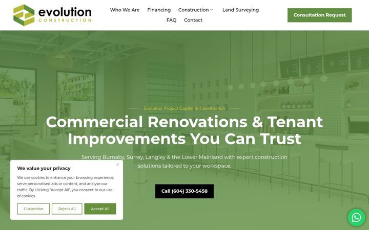 Screenshot of evolutioncontractors.ca