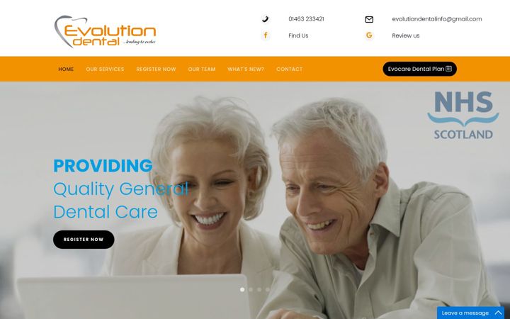 Screenshot of evolutiondental.co.uk