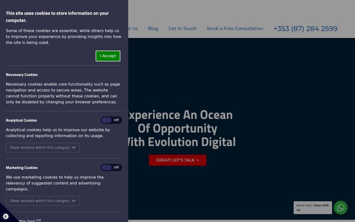Skærmbillede af evolutiondigital.ie