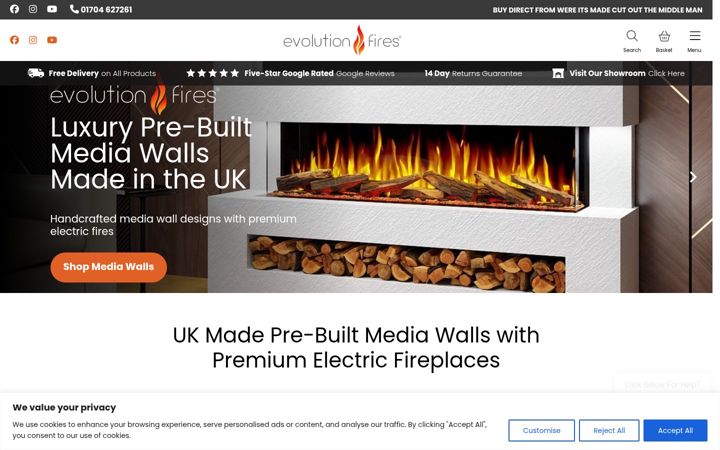 Screenshot of evolutionfires.co.uk