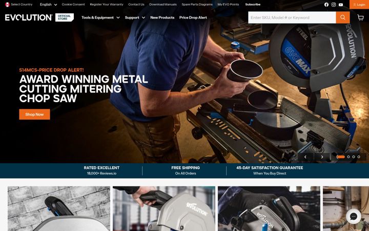 Screenshot of evolutionpowertools.ca