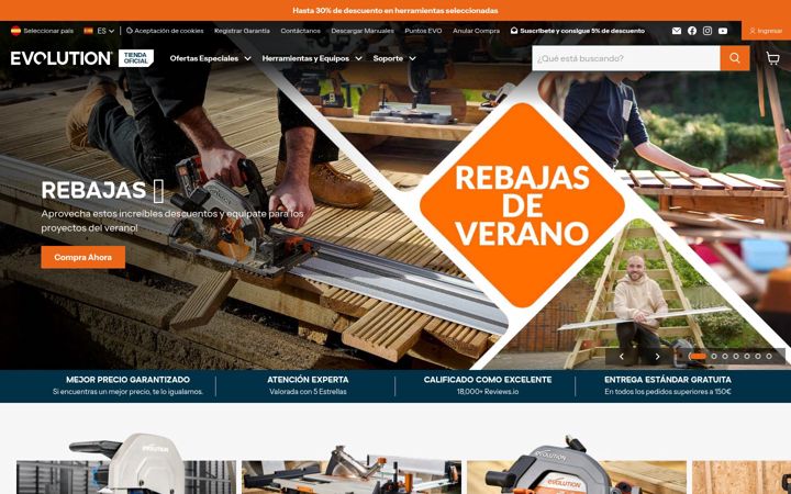 Zrzut ekranu evolutionpowertools.es