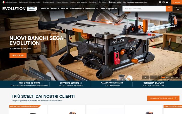 Screenshot stránky evolutionpowertools.it