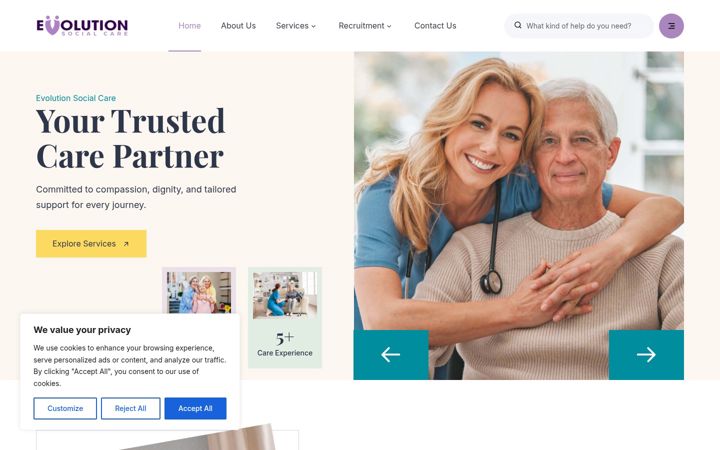 Zrzut ekranu evolutionsocialcare.co.uk
