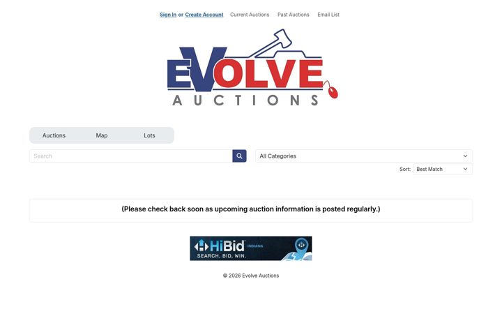 Screenshot of evolveauctions.com