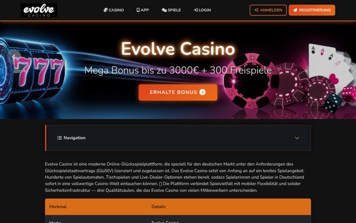 Screenshot of evolvecasino6.com