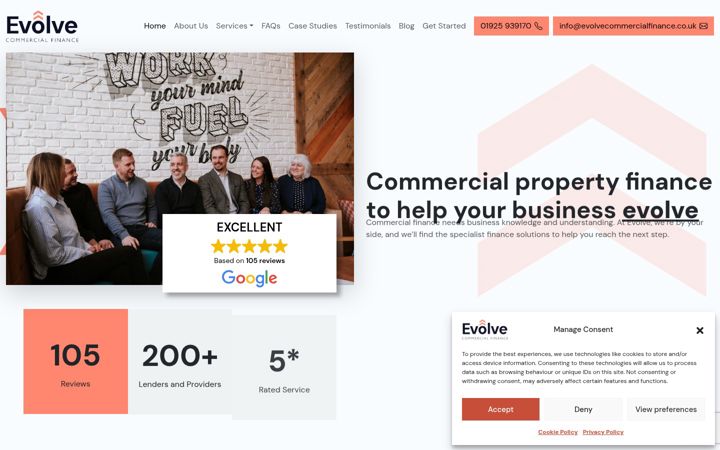 Ekrano kopija evolvecommercialfinance.co.uk