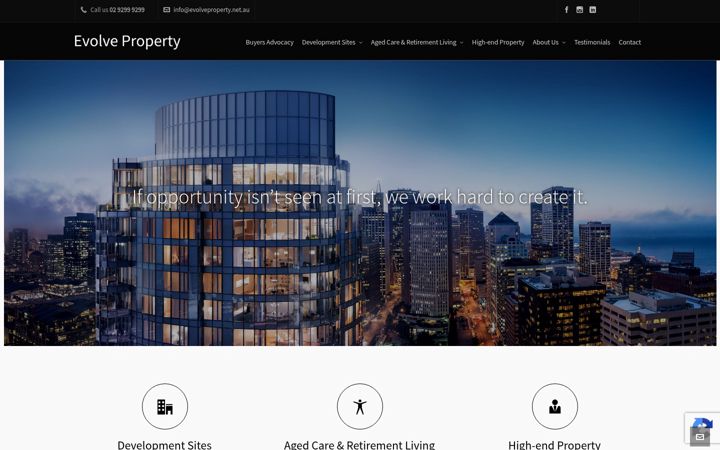 Snímek obrazovky evolveproperty.net.au