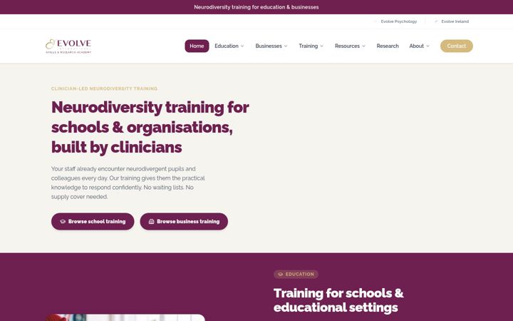 Screenshot of evolveskillsacademy.com