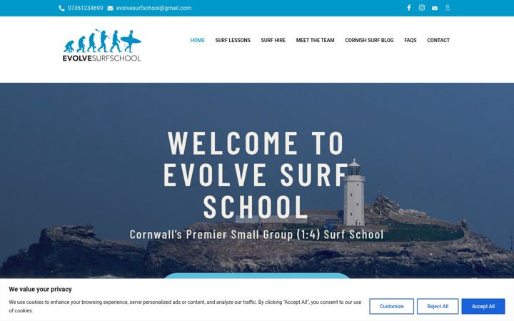 Screenshot of evolvesurfschool.org