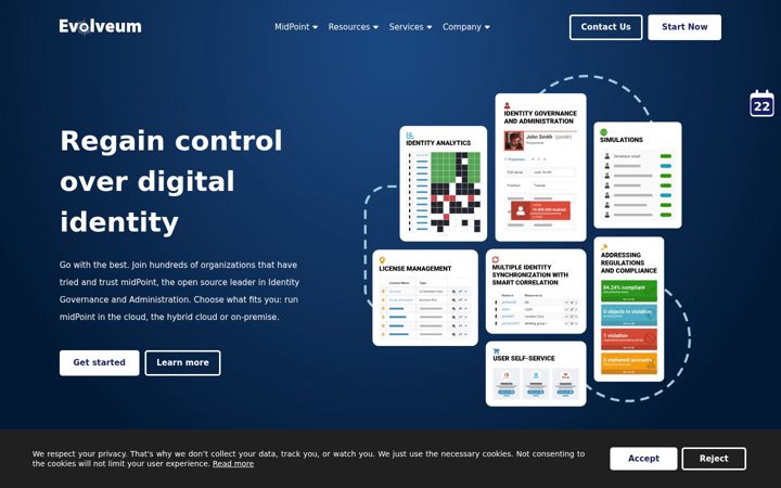 Screenshot of evolveum.com