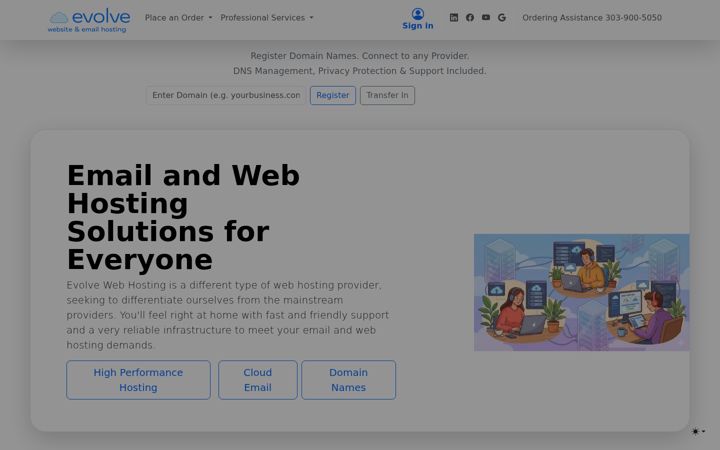 Screenshot of evolvewebhost.com