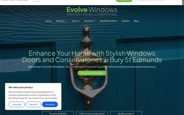 Screenshot of evolvewindows.co.uk