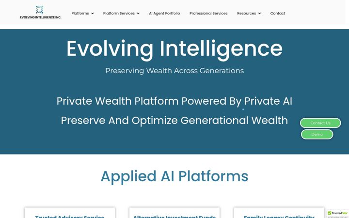 Zrzut ekranu evolvingintelligence.io