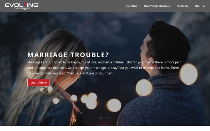 Screenshot of evolvingmarriages.com