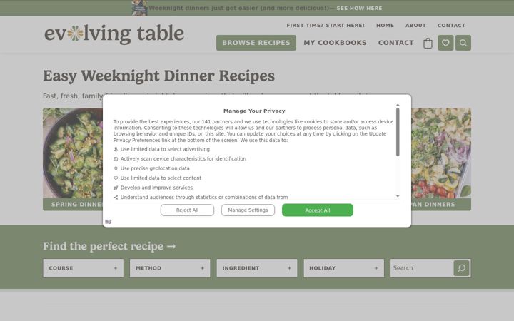 Ekrano kopija evolvingtable.com