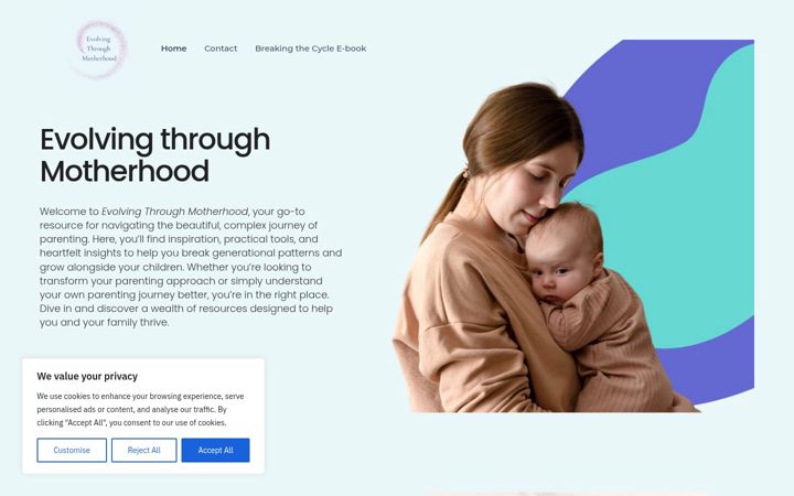 Screenshot of evolvingthroughmotherhood.com