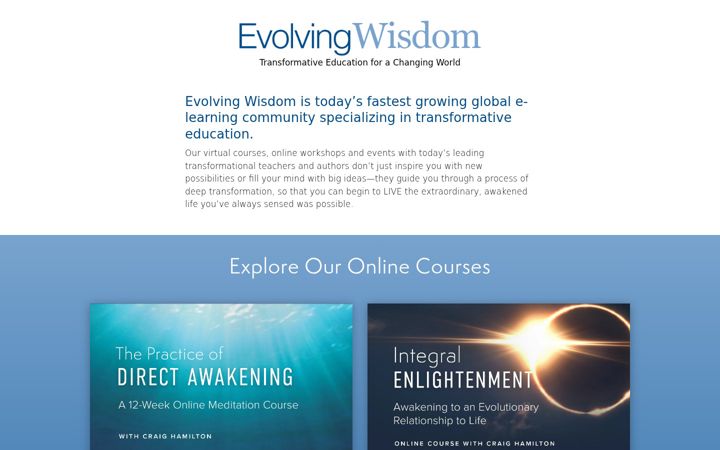Screenshot of evolvingwisdom.com