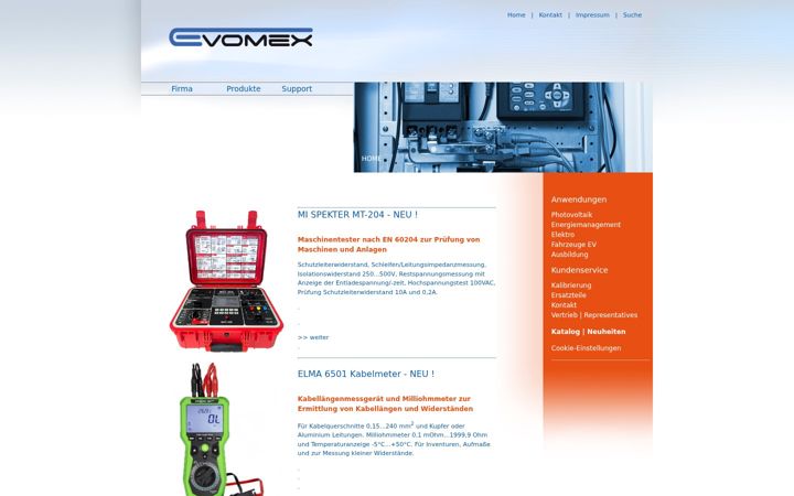 Screenshot of evomex.de