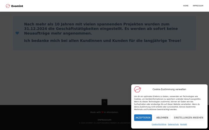 Screenshot of evomint.de