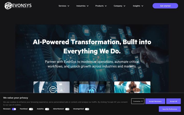 Screenshot of evonsys.com