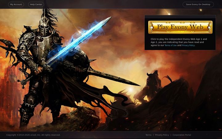 Screenshot of evony.com