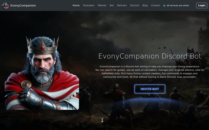 Screenshot of evonycompanion.com