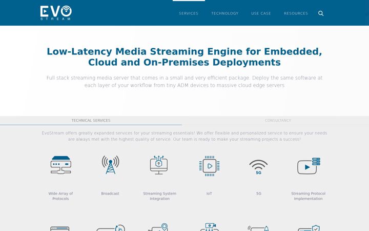 Skærmbillede af evostream.com