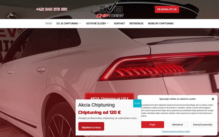Skærmbillede af evotuning.sk