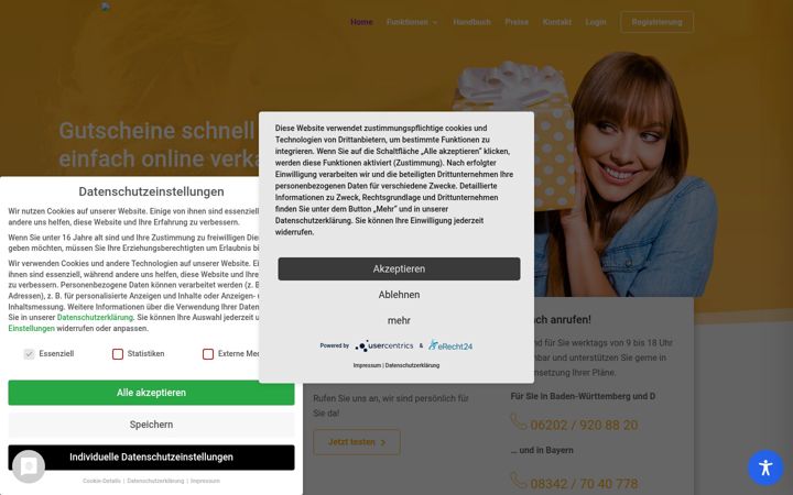 Screenshot of evoucho.de