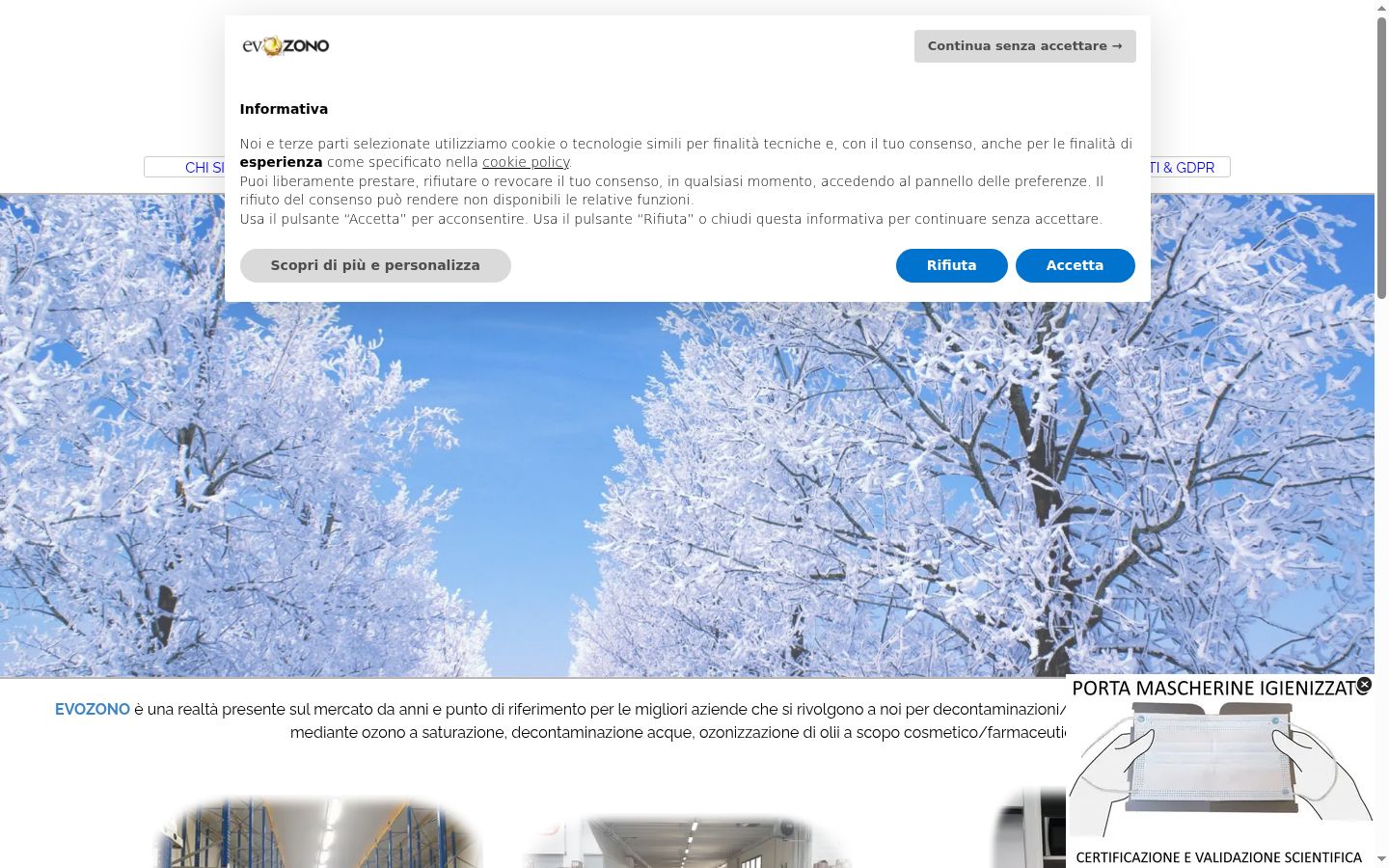 Captura de pantalla del banner de consentimiento mostrado antes de cualquier interacción