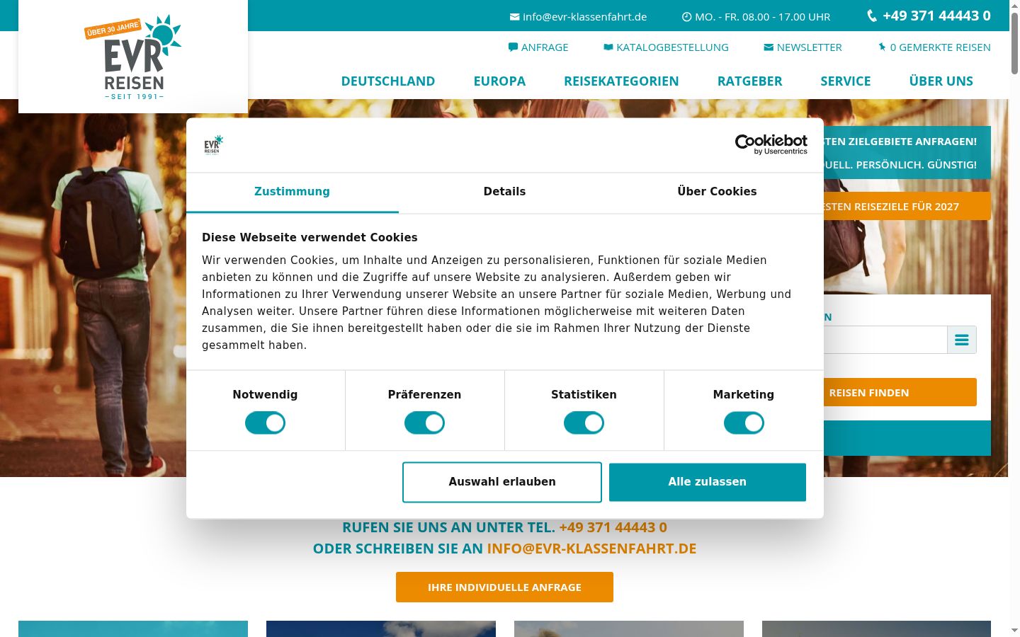 Screenshot del banner di consenso mostrato prima di qualsiasi interazione