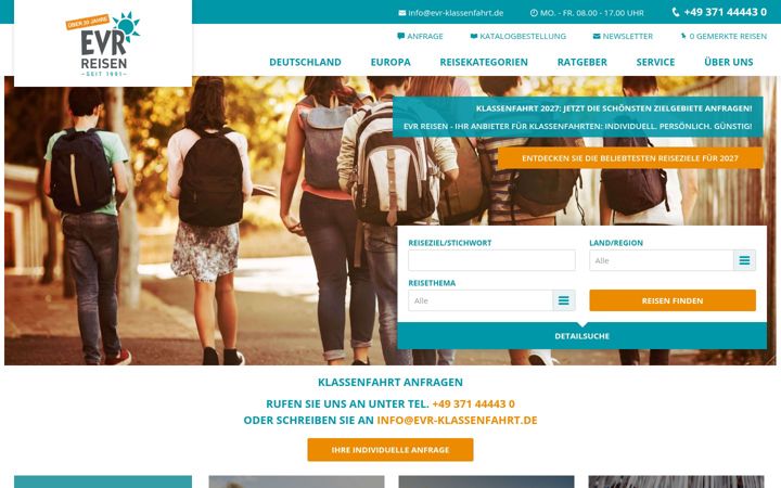 Screenshot of evr-klassenfahrt.de