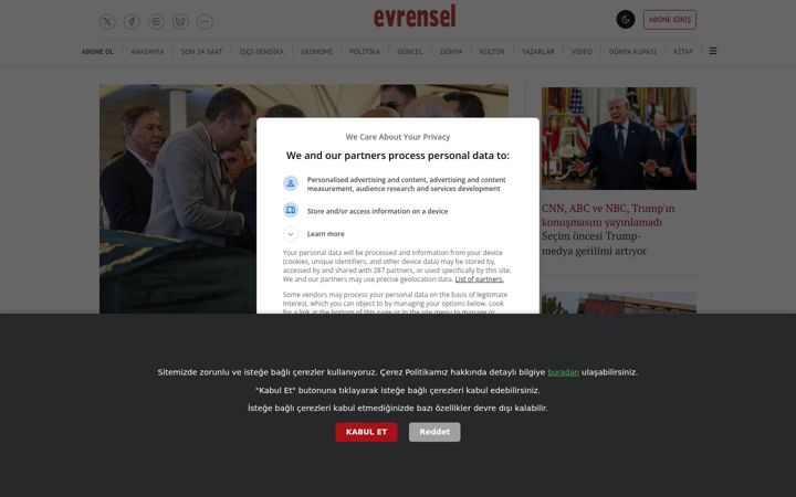 Screenshot von evrensel.net