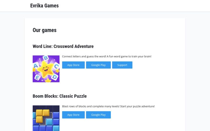 Screenshot of evrikagames.com
