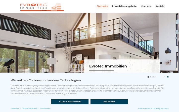 Screenshot of evrotec-immobilien.de