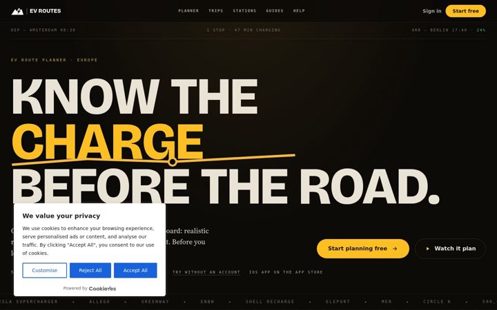 Screenshot of evroutes.com