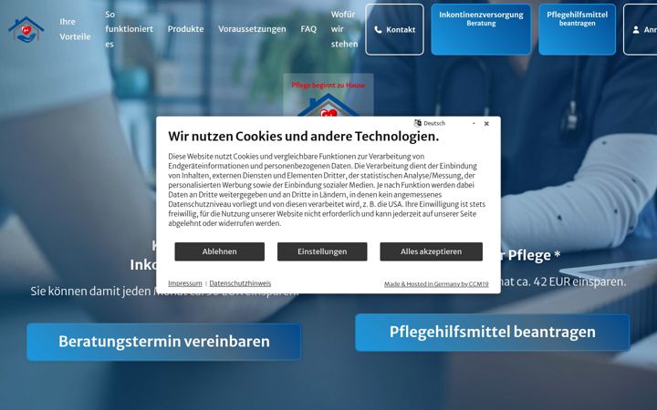 Screenshot of evs-pflegevitalbox.de