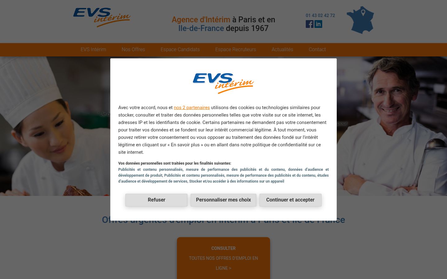 Captura de ecrã do banner de consentimento apresentado antes de qualquer interação
