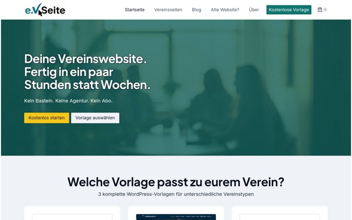 Screenshot von evseite.de