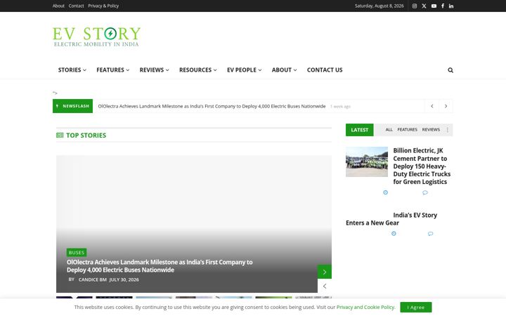 Screenshot of evstory.in