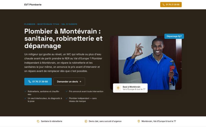 Screenshot of evt-plomberie.fr